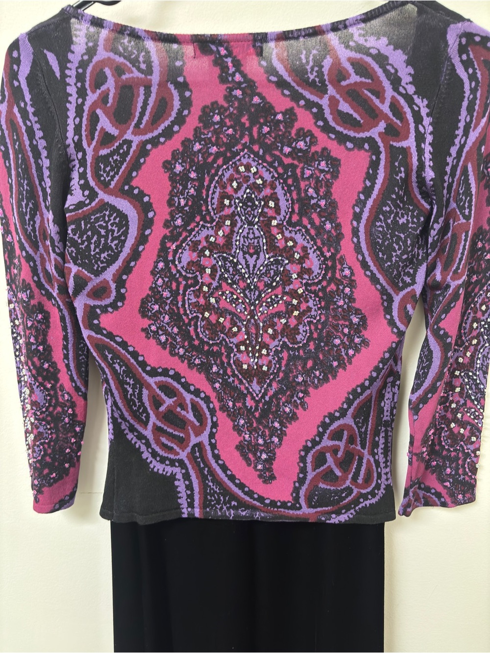 Betsey Johnson Black Slip Dress with Pink & Purple Lace Accent - Picture 4 of 16